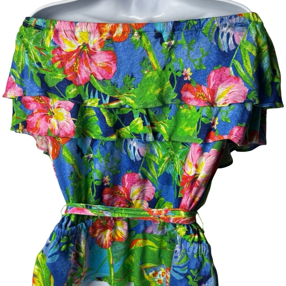 Lauren Ralph Lauren Floral Jersey Knit Off The Shoulder Blouse Resort Travel‎ M - Picture 6 of 11